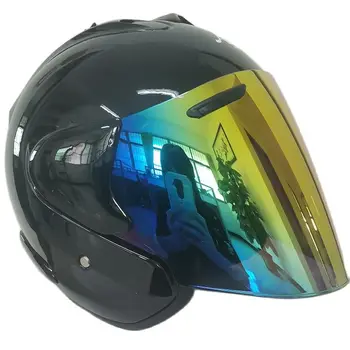 Чистый черный шлем с открытым лицом, наполовину шлем из АБС-пластика, мотоциклетный шлем, мужской и женский шлем для летнего сезона, одобренный ЕЭК ООН