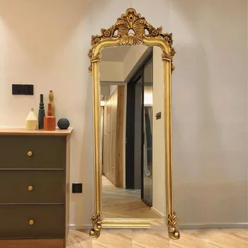 Парикмахерское Золотое Декоративное зеркало, Винтажное Настенное Декоративное зеркало для макияжа, Эстетическое украшение для дома Specchio в полный рост YX50DM