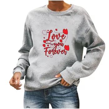 Пуловер с принтом Любви на День Святого Валентина, толстовка, женская толстовка Kawaii, толстовка в корейском стиле, Повседневная толстовка Оверсайз для женщин