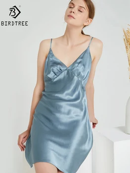 Женское мини-платье 19 мм, 100% натуральный шелк, без рукавов, на бретельках, платья для сна 2023, Элегантная шикарная одежда D33905X