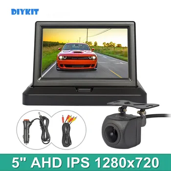 DIYKIT 5-дюймовый AHD IPS 1024x600 Складной Автомобильный Монитор 1280x720P HD 170 Градусов Starlight Ночного Видения Резервная Камера Заднего Вида Автомобиля