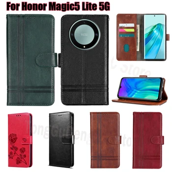 Кожаный чехол Для Honor Magic5 Lite 5G Case Original Funda Para Honor X9a X9 a x 9a RMO-NX1 Чехол Для телефона Etui Honor X40 X 40 Coque