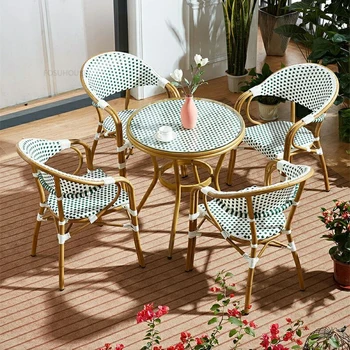 Уличный стол и стул, набор из трех предметов, Простые наборы садовой мебели, французские обеденные наборы на открытом воздухе, стол и стул для домашнего сада