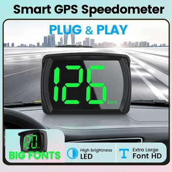 Автомобильный GPS HUD, цифровой спидометр, головной дисплей, км/ч, Аксессуары для электроники, скорость крупным шрифтом, Универсальные автомобили, подключи и играй