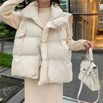 Внешнеторговый жилет женский 2022 осень-зима новая корейская версия свободного хлопчатобумажного жилета большого размера, короткая куртка