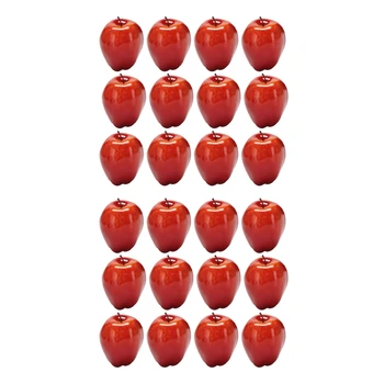 24шт искусственных яблок, красных вкусных фруктов для кухни, домашнего декора, украшения для вечеринки, искусственных яблок