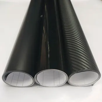 Глянцевая черная матовая виниловая 3D пленка из углеродного волокна, наклейки для укладки интерьера автомобиля, Самоклеящаяся защитная пленка для кузова автомобиля 50x152 см