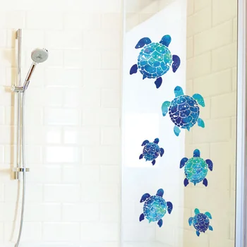 Голубая черепаха, Персонализированная наклейка на стену, Домашняя Детская комната, Ванная Комната, Наклейка для украшения стен ванны, Съемная водонепроницаемая наклейка