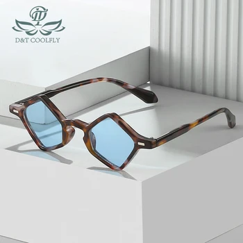 D & T 2023 Новые Модные Солнцезащитные очки в форме ромба Для женщин и мужчин, Разноцветная Оправа для линз, Брендовая Дизайнерская обувь, Трендовые очки тонкого типа UV400