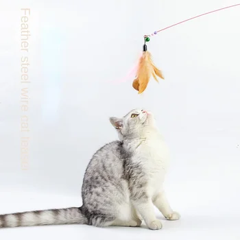 Имитирующая птица, интерактивная игрушка для кошек, Забавная птица из перьев с колокольчиком, игрушка-палочка для котенка, играющая в Тизерную палочку, Игрушки для кошек