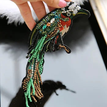 Вышивка пайетками 3D нашивка с попугаем из бисера декоративная нашивка с птицами и животными аппликация из бисера большого размера