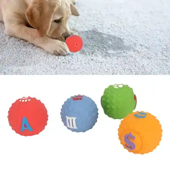 4ШТ Латексная игрушка-мяч для собак, Скрипучая Интерактивная мягкая игрушка для жевания щенка с забавным рисунком для маленьких и средних питомцев