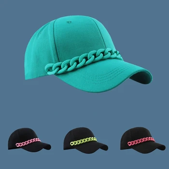 Винтажная Шляпа от солнца в уличном стиле с цепочками, Широкополая кепка Яркого Карамельного цвета, Подходящая для мужчин-унисекс, женщин