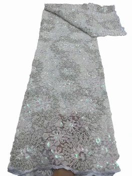 Африканская кружевная нить в стиле ретро, сетка для вышивания нитками, Нигерийское кружевное платье-чонсам с блестками размер ткани для платья
