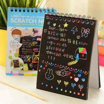 Детский радужный красочный набор для рисования волшебным рисунком, бумажный блокнот в подарок