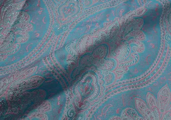 Жаккардовая ткань из дамасской ткани с серебряной нитью Lake blue шириной 145 см - продается по счетчику
