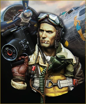 Неокрашенный комплект 1/10 пилота бомбардировщика армии США, бюст солдата, фигурка из смолы, миниатюрный гаражный комплект