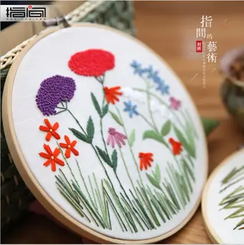 Набор для вышивания цветочной лентой 20x20 см, цветы, маленькие картинки, вышивка из ткани, рукоделие, украшения для дома