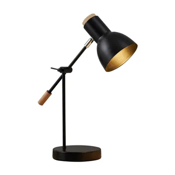 Современная белая / черная светодиодная настольная лампа, прикроватная лампа, детская железная лампа, деревянная настольная лампа, кабинет для учебы, Домашние светильники.