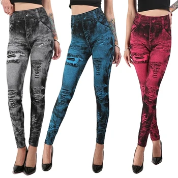 Модные классические эластичные тонкие леггинсы, женские сексуальные джинсовые джеггинсы, обтягивающие брюки, плавки больших размеров, горячая распродажа