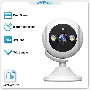 3-Мегапиксельная Wifi Камера Наблюдения 2.5 K HD Для помещений С Двойным Экраном Радионяня Для Матери И Ребенка Защита Безопасности Обнаружение Движения Carecam Pro