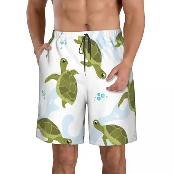 Быстросохнущие летние мужские пляжные шорты-бордшорты, трусы для мужчин, плавки, шорты для плавания, пляжная одежда Turtle