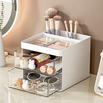 Ящик для хранения органайзера для макияжа большой емкости с выдвижными ящиками для косметики, Органайзер для канцелярских принадлежностей, держатель ручки, контейнеры для хранения