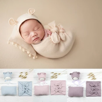 Реквизит для фотосъемки новорожденных, комплект из трех предметов, обернутая сумка, детская одежда для фотосъемки в Полнолуние, шляпа, одеяло для студийной фотосъемки.