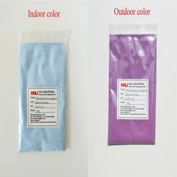 продам двухцветный фотохромный пигмент солнечный реактивный пигмент УФ-фотохромный порошок 1 лот = 10 г HLPC-32 цвет: от синего до фиолетового.