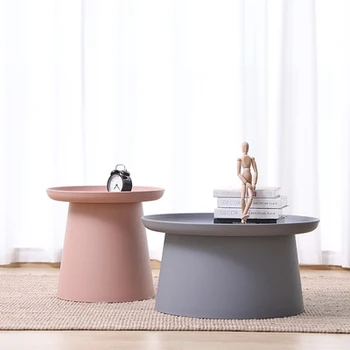 Чайный столик из скандинавского пластика, круглый журнальный столик в современной небольшой квартире, эркерный столик на балконе, комбинированный столик для гостиной