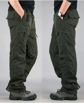 Зимние мужские Карго-двухслойные длинные брюки из плотного хлопка, мужские Мешковатые повседневные брюки, одежда Y2k, уличная одежда, мужские брюки-карго