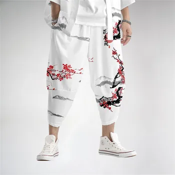 Модные мужские Шаровары В китайском стиле С цветочным принтом в стиле хип-хоп, Длинные брюки для мужской одежды