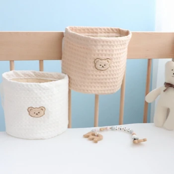 Мягкие сумки-органайзеры для детской кроватки Подарок для новых родителей Хлопковая детская прикроватная подвесная сумка большой емкости
