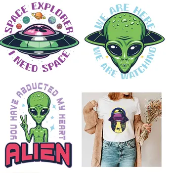 Наклейки UFO для одежды, Нашивки Space Explorer, Утюг на Теплопередаче для джинсовой футболки, аксессуар 