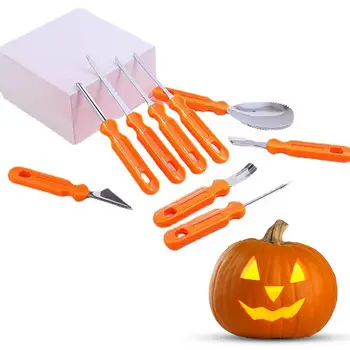 Набор для вырезания тыквы на Хэллоуин из 9 предметов Набор инструментов для разделки из нержавеющей стали с сумкой для хранения