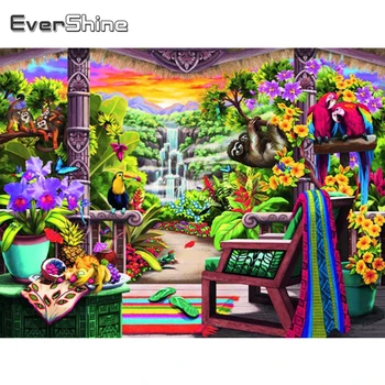 EverShine Полная квадратная круглая Алмазная картина Садовый пейзаж Новое поступление, набор мозаики для вышивания Ленивого попугая, украшение стен