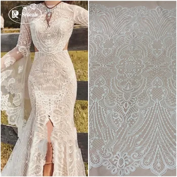 Сетчатая ткань с вышивкой, кружевное свадебное платье с европейским рисунком, кружевная ткань для новобрачных RS4169