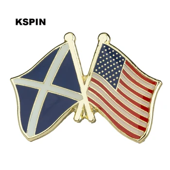 10 шт. в партии Значок с флагом дружбы Шотландии США, значок-булавка для флага 10 шт. в партии XY0048