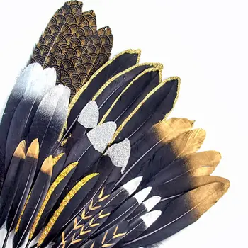 Твердые натуральные гусиные перья для рукоделия, Ловец снов, изделия из перьев из черного золота, ювелирные аксессуары, декор своими руками, Плюмы