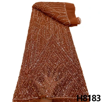 Новейшая Тяжелая Кружевная Ткань HFX Africa из бисера 2023 года, Высококачественная Нигерийская кружевная ткань с блестками, французский тюль, материал для свадьбы, 5 ярдов