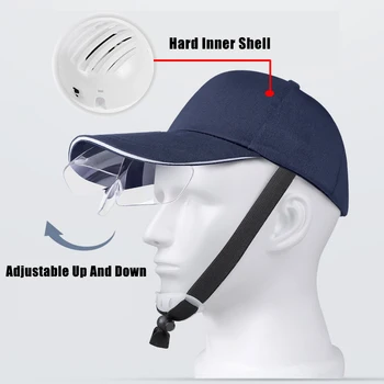 Безопасная Защитная кепка с козырьком, защитный шлем из твердого полиэтилена с внутренней оболочкой, легкая бейсболка для защиты от столкновений с защитными очками