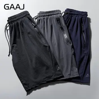 GAAJ Мужские шорты L-8XL, сетчатые эластичные Летние бриджи, одежда, нейлоновые Черные серые спортивные шорты из спандекса, шорты больших размеров, большие размеры