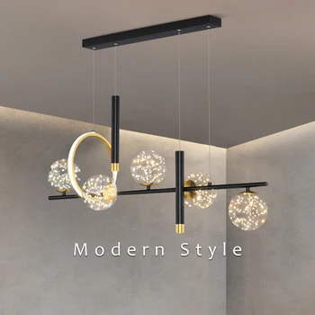 Потолочная люстра Nordic LED для столовой, гостиной, Современный стеклянный шар, подвесной светильник для кухни, подвесные светильники Magic Bean Strip