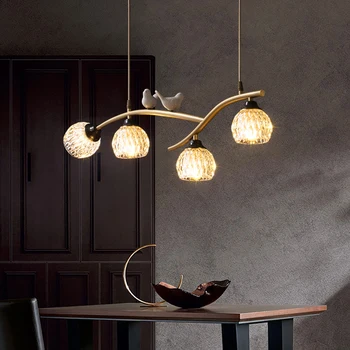 Современный дизайн из медного хрусталя, светодиодная люстра для столовой, кухонного стола, Гостиной, спальни, Потолочный подвесной светильник Gold G9 Light