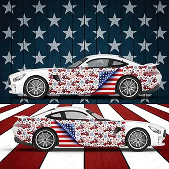 2 шт. Наклейки на бок автомобиля с американским флагом США, винтажная наклейка на автомобиль с американским флагом, универсальный размер, цветовая гамма автомобиля