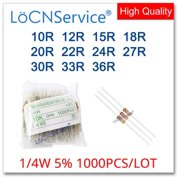 LoCNService 1000 шт./ЛОТ 5% 1/4 Вт 10R 12R 15R 18R 20R 22R 24R 27R 30R 33R 36R Углеродный Пленочный резистор DIP ОМ