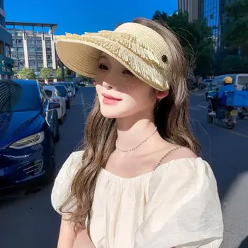 Модная соломенная шляпа с кисточками, женская шляпа с защитой от ультрафиолета, Летняя шляпа для путешествий, Модные Аксессуары