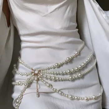Свадебное платье с жемчужным поясом, Роскошные дизайнерские ремни для женщин, платья для официальных мероприятий, Пояса, Новинки, Свадебные Аксессуары, ювелирные изделия