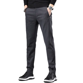 Весенне-осенние офисные деловые стрейчевые брюки 2023, мужские Модные прямые облегающие Дышащие брюки для мужчин, брендовые повседневные брюки