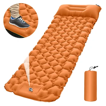Сверхлегкий спальный коврик для кемпинга, надувной матрас со встроенным насосом и подушкой, воздушный коврик для путешествий, походный коврик, одноместный